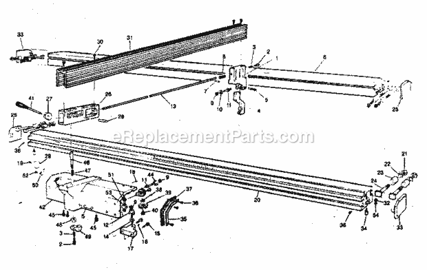 Rip Fence Diagram and Parts List for 35122652  Craftsman Table Saw