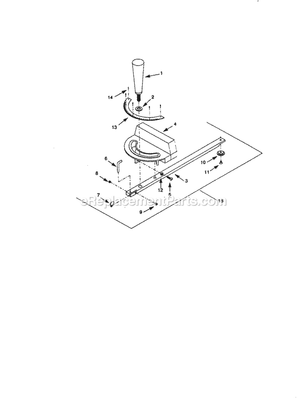 Miter Gauge Diagram and Parts List for 351226541  Craftsman Table Saw