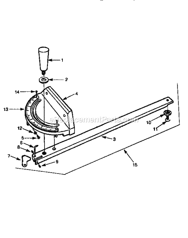 Miter Gauge Diagram and Parts List for 35122654  Craftsman Table Saw