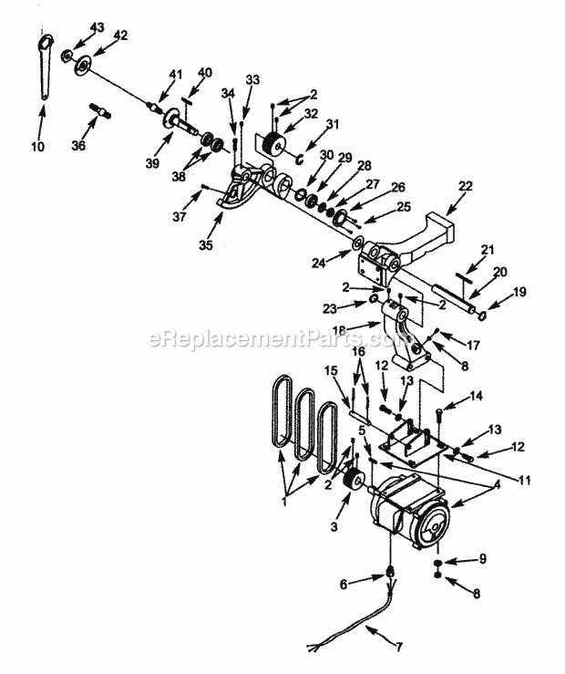 Blade Drive Diagram and Parts List for 351228020  Craftsman Table Saw