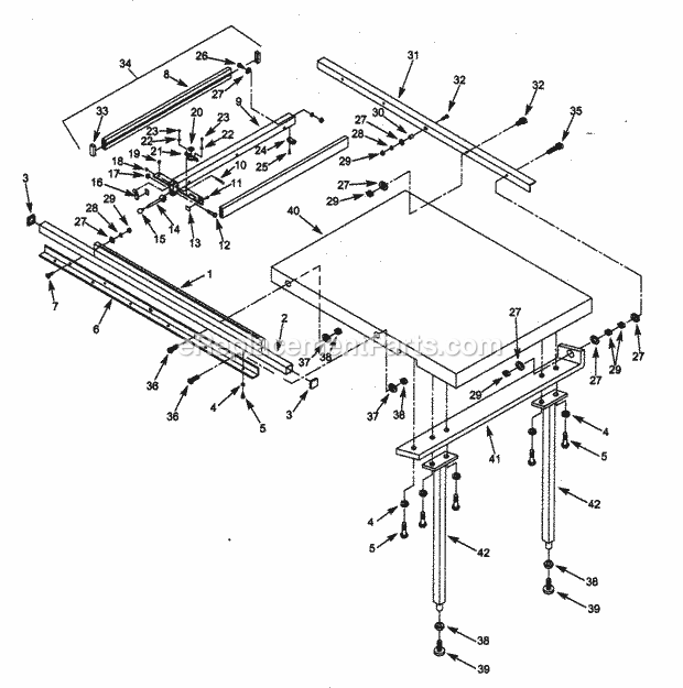 Rip Fence Diagram and Parts List for 351228020  Craftsman Table Saw