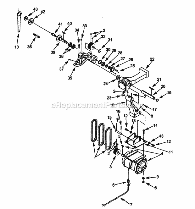 Blade Drive Diagram and Parts List for 351228040  Craftsman Table Saw