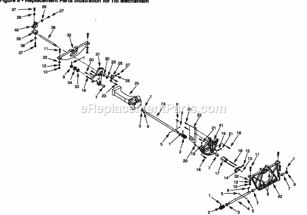 Tilt Mechanism Diagram and Parts List for 351228050  Craftsman Table Saw