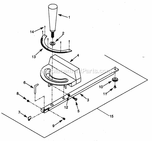 Miter Gauge Diagram and Parts List for 351228050  Craftsman Table Saw