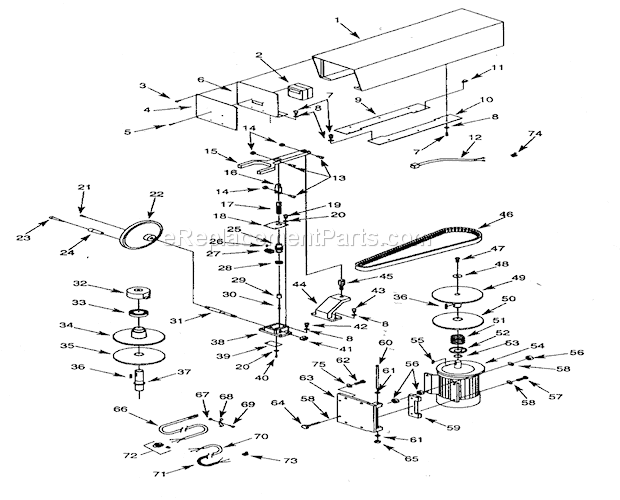 Head Diagram and Parts List for 351229350  Craftsman Drill Press