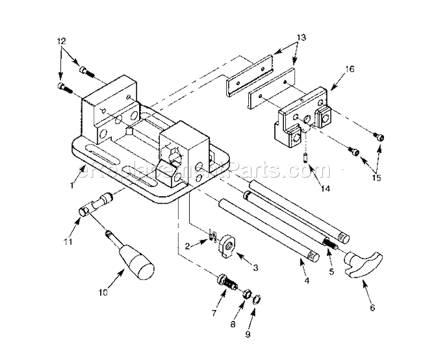 Vise Assy Diagram and Parts List for 351240790  Craftsman Vise