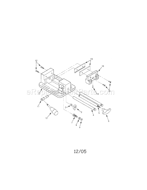 3" Quick Grip/Release Vise Diagram and Parts List for 351240790  Craftsman Vise