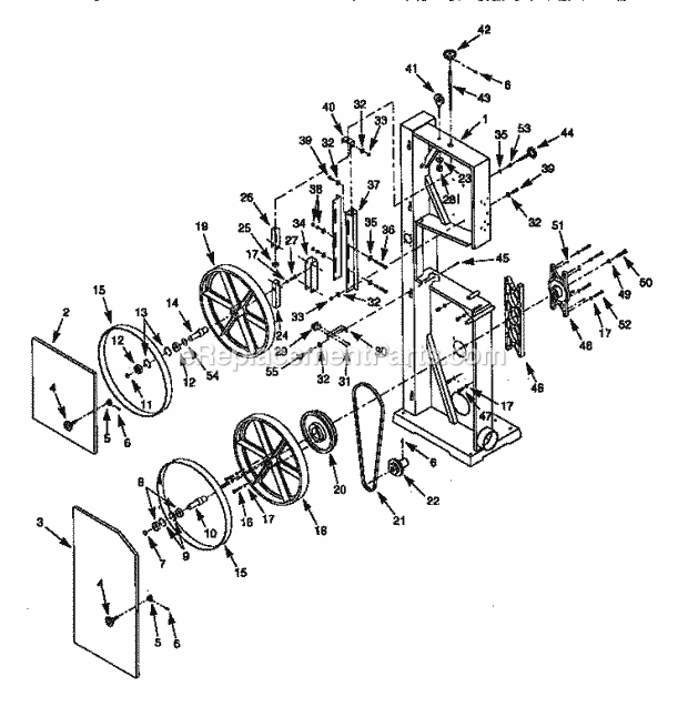 Frame Assembly Diagram and Parts List for 351243931  Craftsman Band Saw