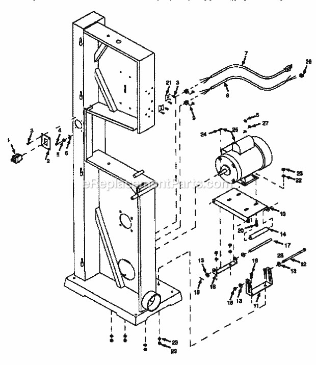 Motor Diagram and Parts List for 35124393  Craftsman Band Saw