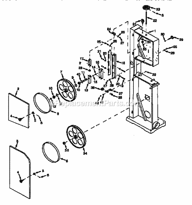 Front Diagram and Parts List for 35124393  Craftsman Band Saw