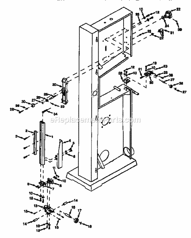 Blade Guides Diagram and Parts List for 35124393  Craftsman Band Saw
