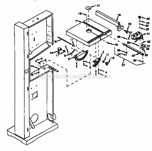 Table Diagram and Parts List for 35124393  Craftsman Band Saw