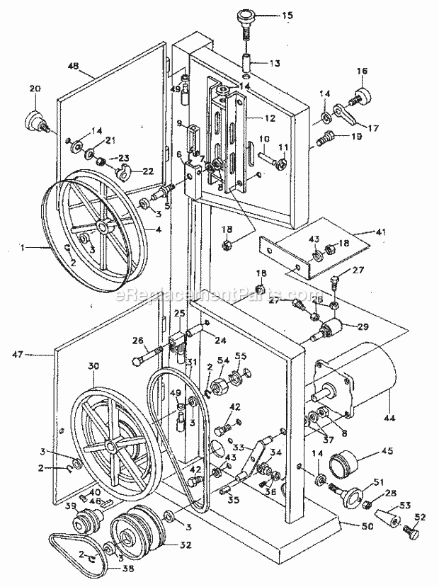 Blade Drive Diagram and Parts List for 351243941  Craftsman Band Saw