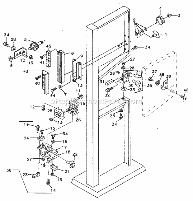 Blade Guides Diagram and Parts List for 351243941  Craftsman Band Saw