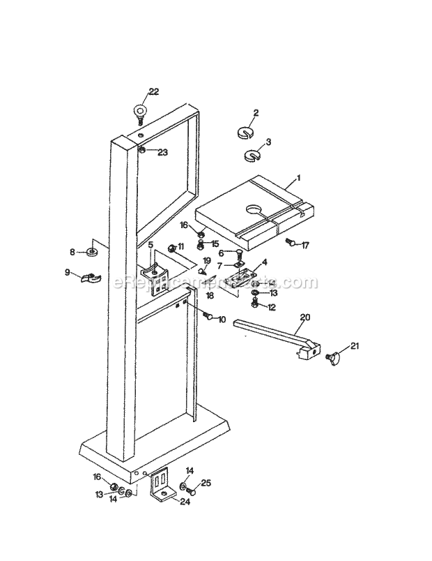 Table Diagram and Parts List for 351243951  Craftsman Band Saw