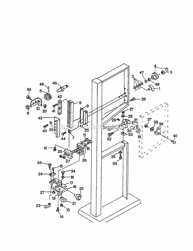 Blade Guides Diagram and Parts List for 351243951  Craftsman Band Saw