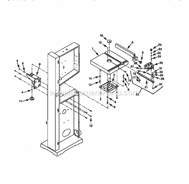 Table Diagram and Parts List for 351243961  Craftsman Band Saw