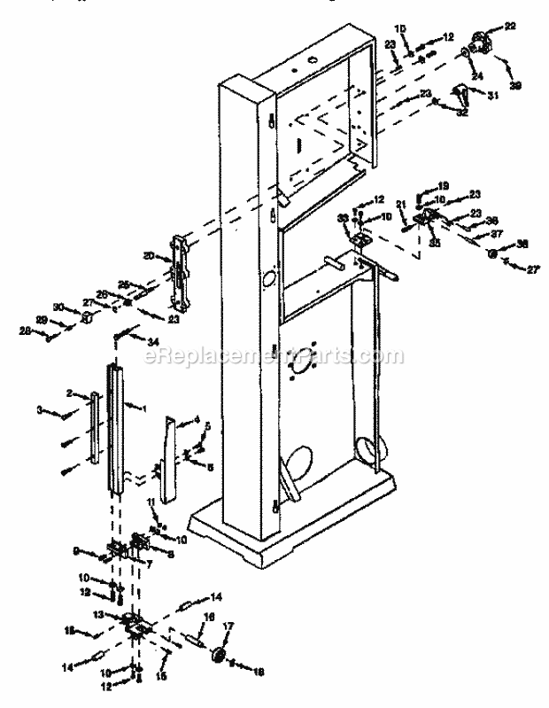 Blade Guides Diagram and Parts List for 35124396  Craftsman Band Saw