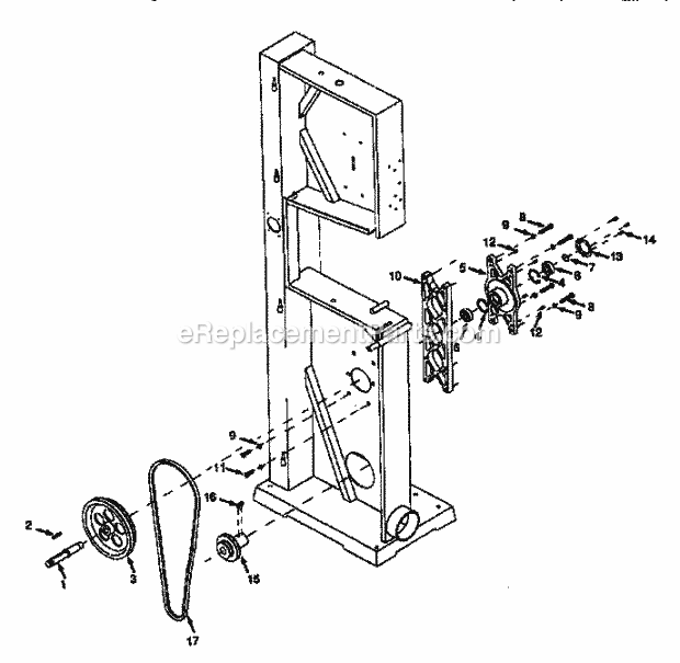 Blade Drive Diagram and Parts List for 35124396  Craftsman Band Saw
