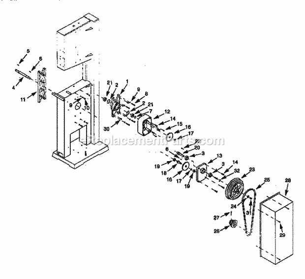Gear Box Diagram and Parts List for 351243971  Craftsman Band Saw