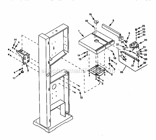 Table Diagram and Parts List for 351243981  Craftsman Band Saw