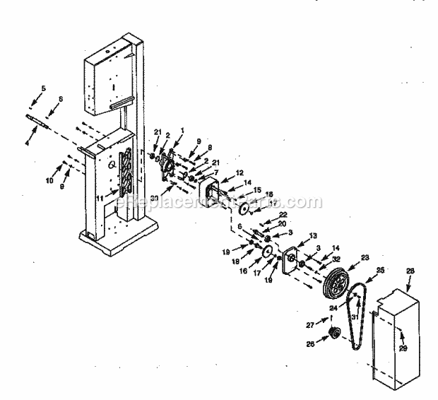 Gear Box Diagram and Parts List for 351243981  Craftsman Band Saw