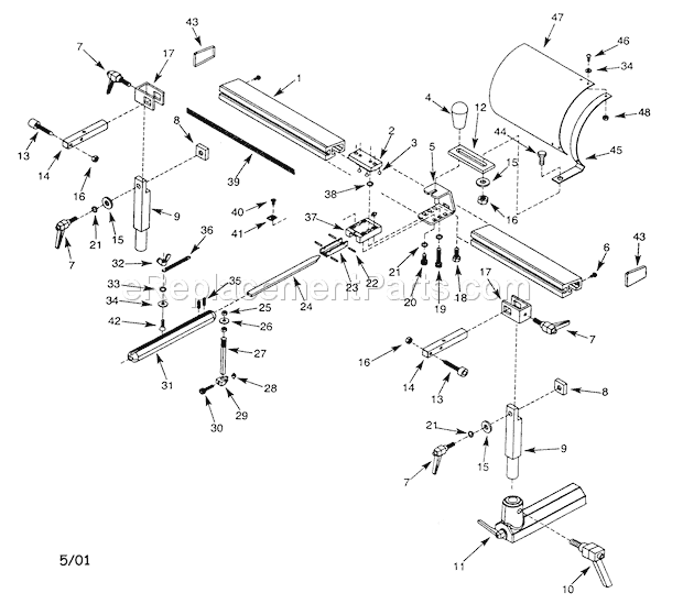 Page A Diagram and Parts List for 351249010  Craftsman Lathe