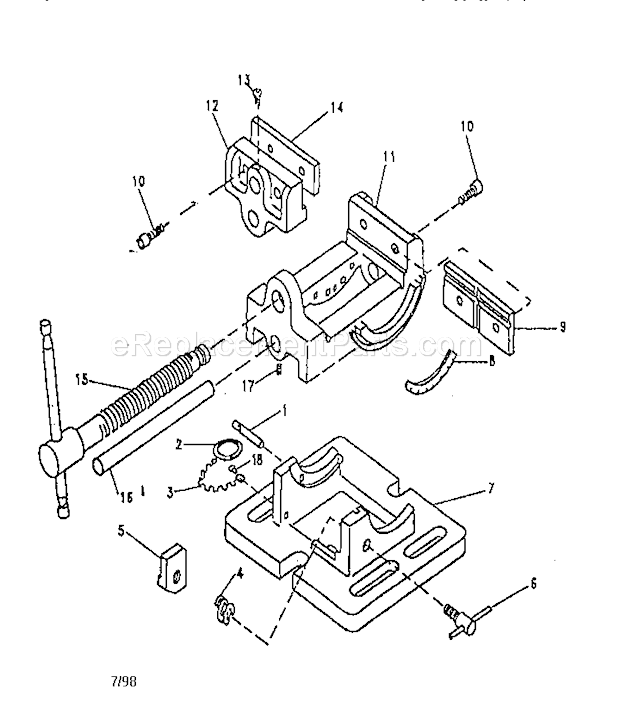 Unit Parts Diagram and Parts List for 351252651  Craftsman Vise