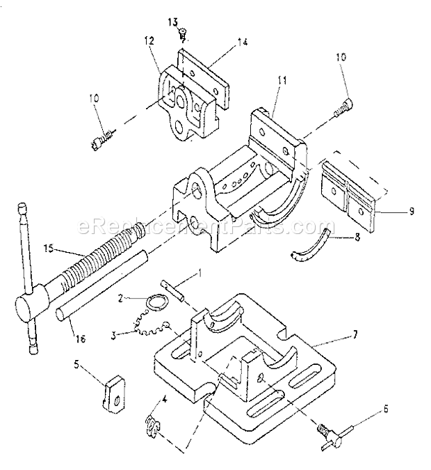 Unit Parts Diagram and Parts List for 35125265  Craftsman Vise