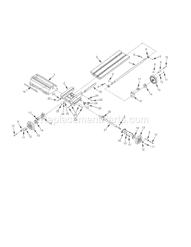 Compound Milling Table Diagram and Parts List for 351275931  Craftsman Workbench