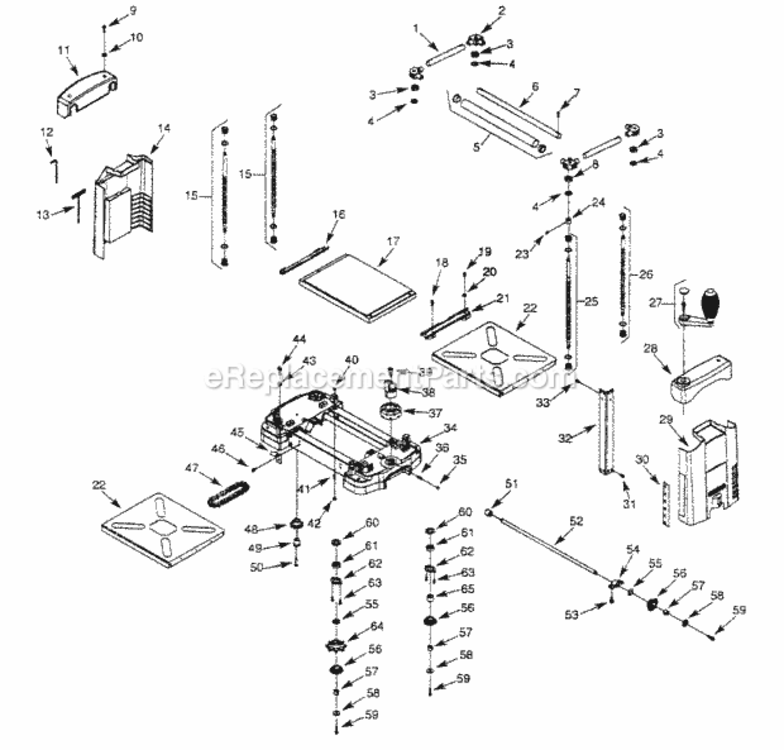 Page A Diagram and Parts List for 351811580  Craftsman Planer Jointer