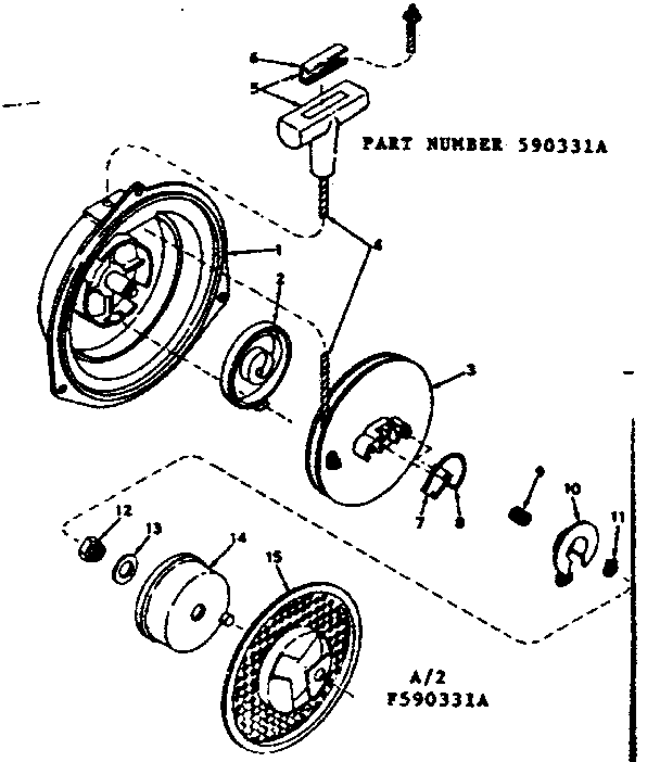 Rewind Starter Diagram and Parts List for 91762801  Craftsman Chainsaw