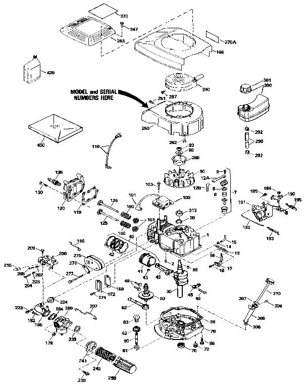Replacement Parts Diagram and Parts List for 143434152  Craftsman Engine