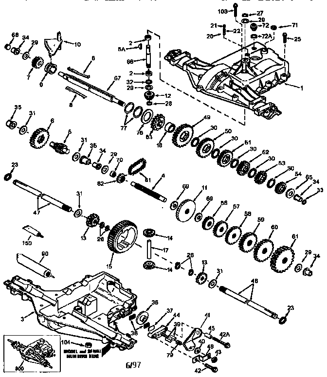 Transaxle Peerless Diagram and Parts List for 143930-55A  Craftsman Lawn Tractor