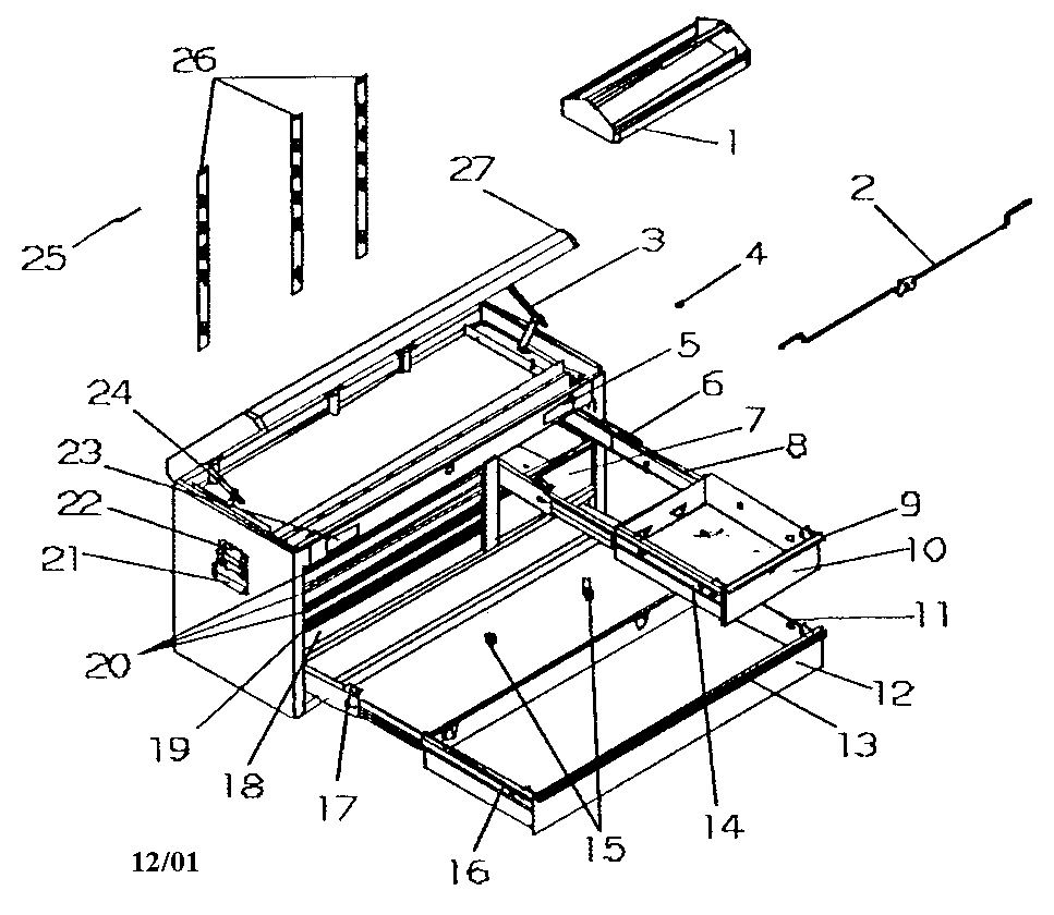 Tool Chest Diagram and Parts List for 706596210  Craftsman Tool Stand & Cart