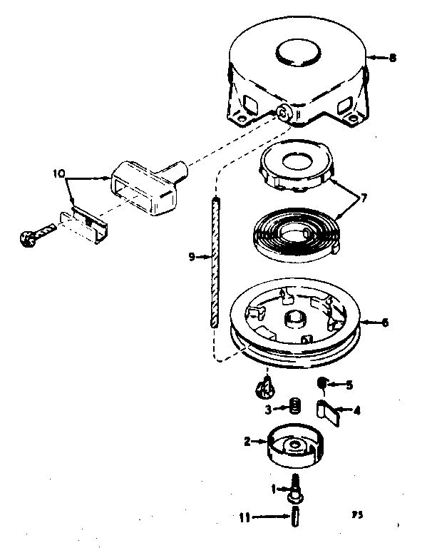 Rewind Starter Assembly Diagram and Parts List for 21759432  Craftsman Engine