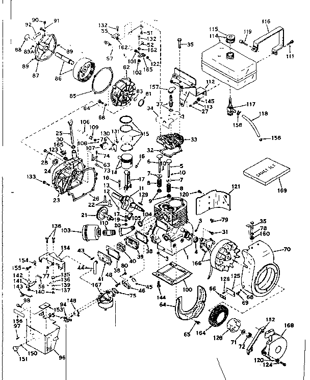 Basic Engine Diagram and Parts List for 143576282  Craftsman Engine