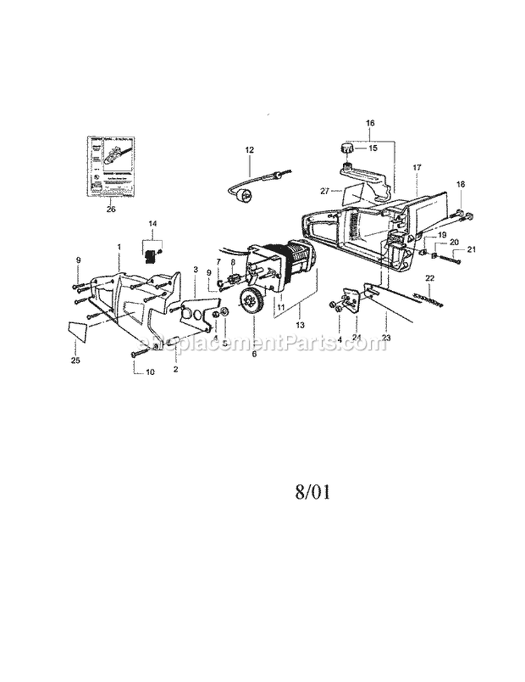 Chainsaw Diagram and Parts List for 358341140  Craftsman Chainsaw