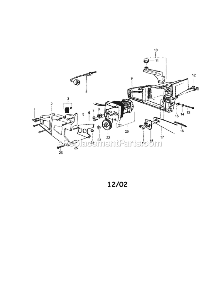 Chainsaw Diagram and Parts List for 358341150  Craftsman Chainsaw