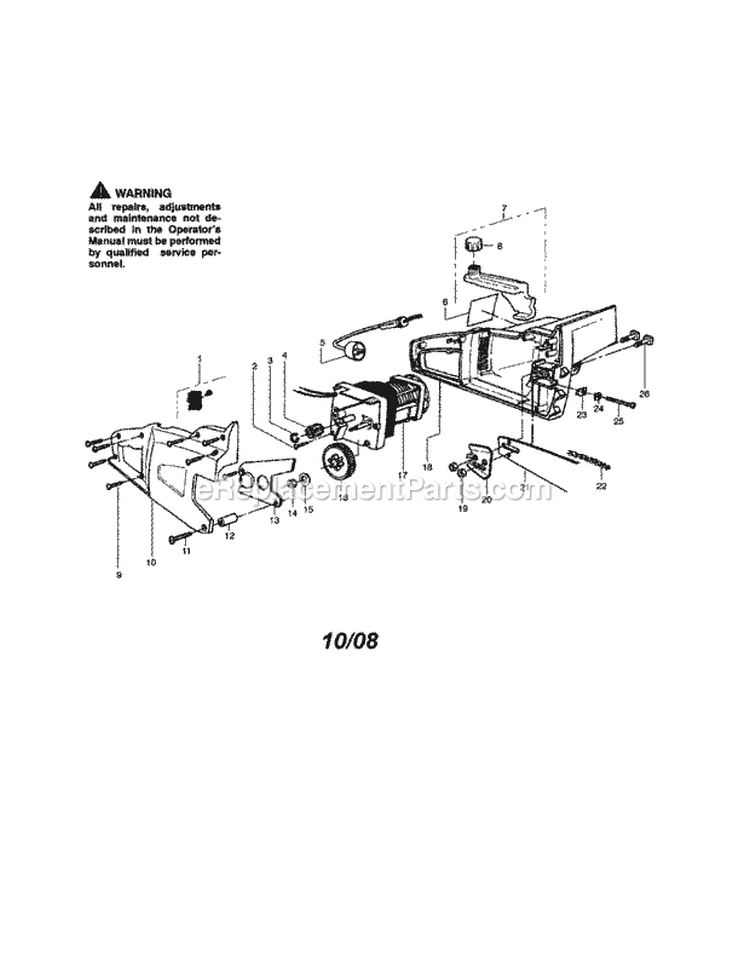 Chainsaw Diagram and Parts List for 358341151  Craftsman Chainsaw