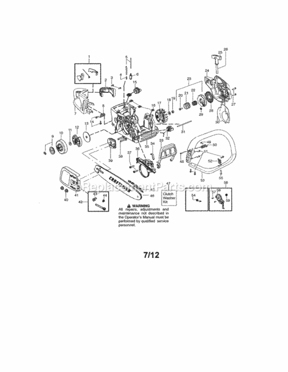 Page A Diagram and Parts List for 358341950  Craftsman Chainsaw
