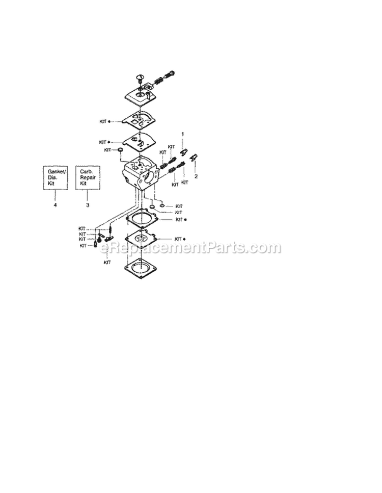Carburetor Diagram and Parts List for 358348210  Craftsman Chainsaw