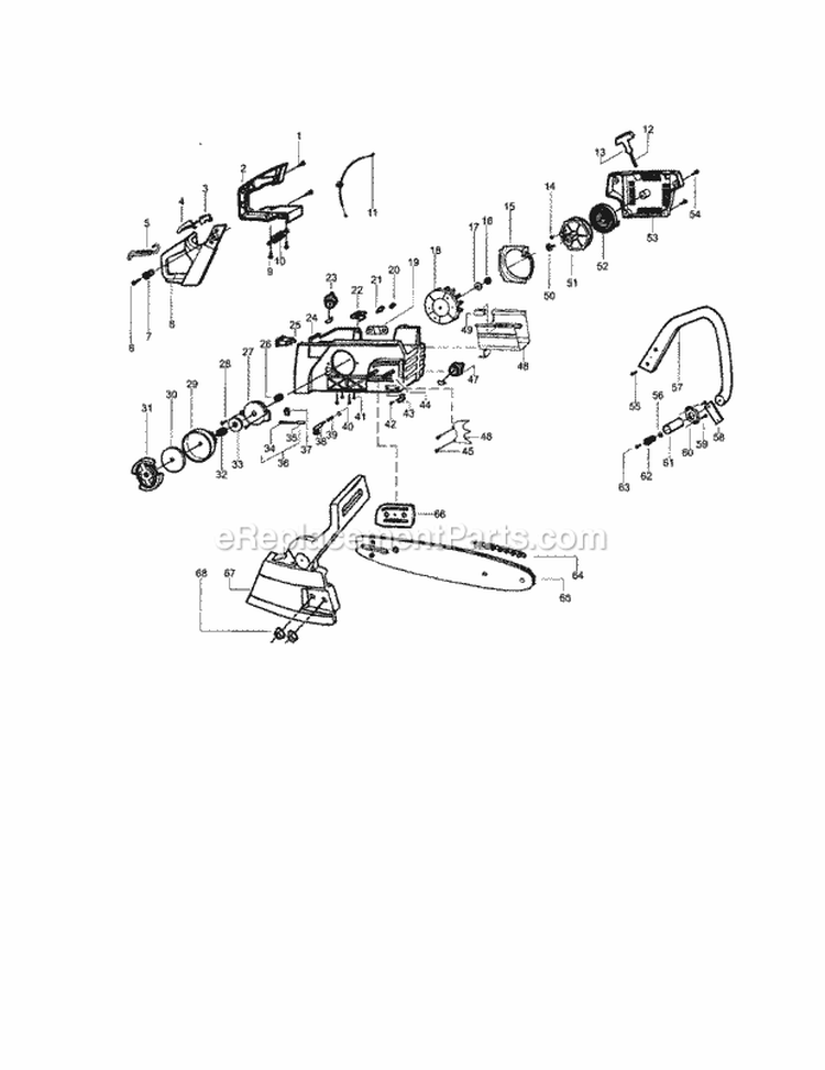 Chain / Bar / Handle / Flywheel Diagram and Parts List for 358348230  Craftsman Chainsaw