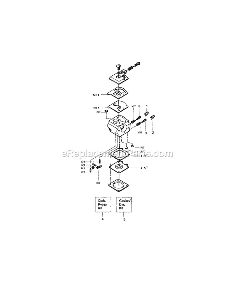 Carburetor Diagram and Parts List for 358348230  Craftsman Chainsaw