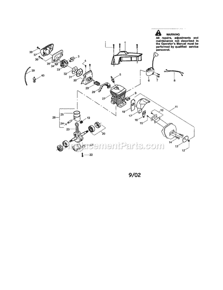 Page B Diagram and Parts List for 358348231  Craftsman Chainsaw