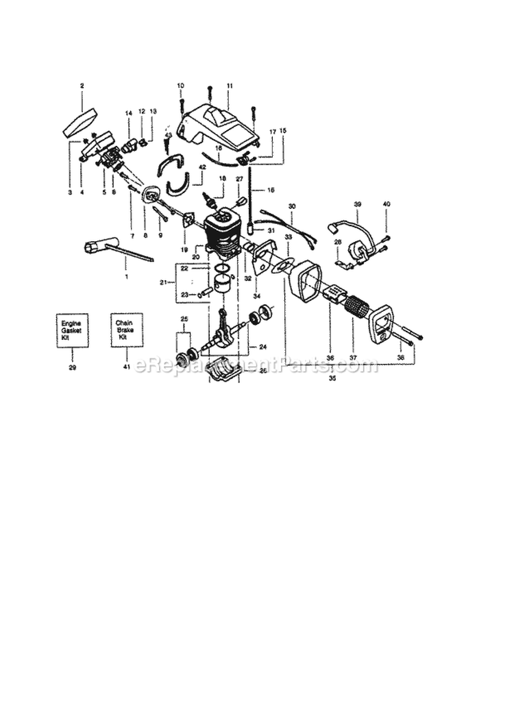 Page B Diagram and Parts List for 358350060  Craftsman Chainsaw