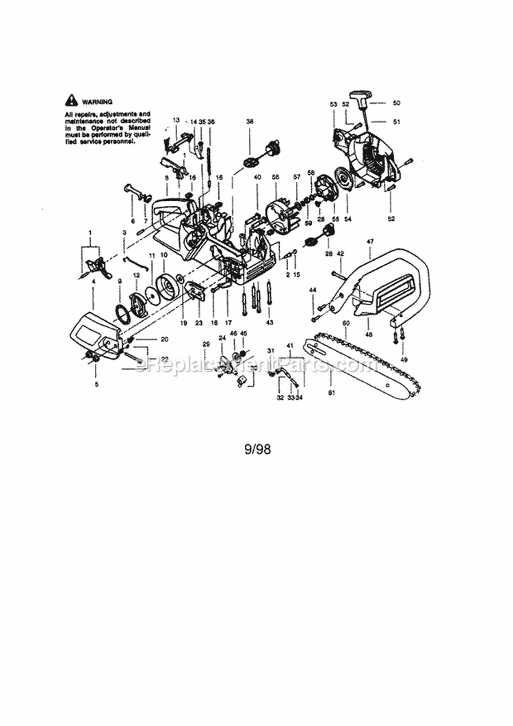 Page A Diagram and Parts List for 358350080  Craftsman Chainsaw