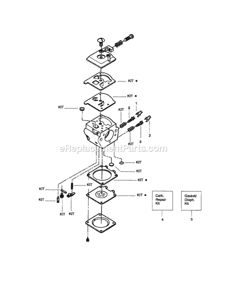 Carburetor Diagram and Parts List for 358350202  Craftsman Chainsaw