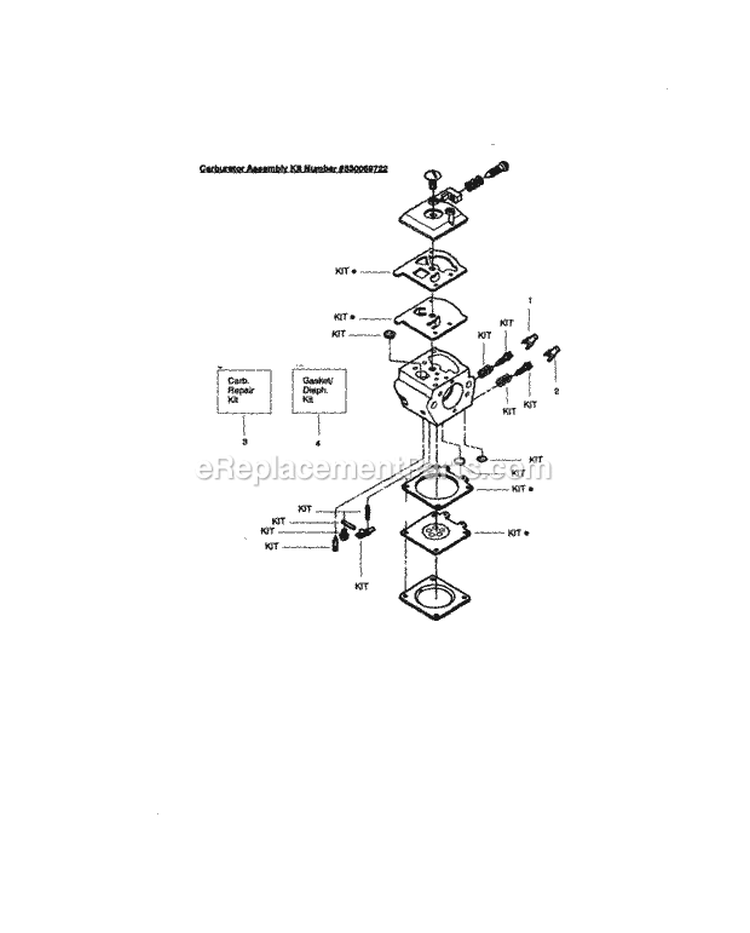 Carburetor Diagram and Parts List for 358350260  Craftsman Chainsaw