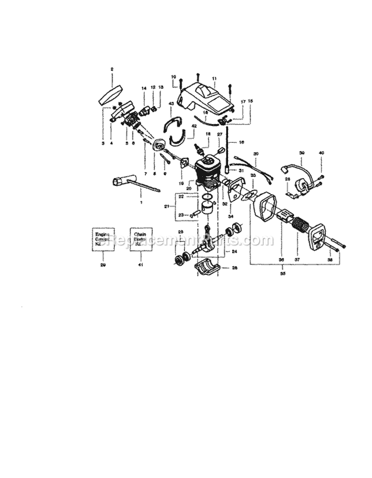 Cylinder Shield Diagram and Parts List for 358350270  Craftsman Chainsaw
